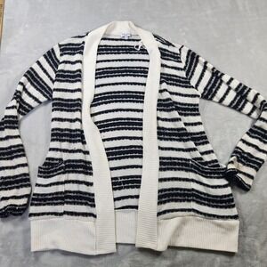 Splendid Stripe‎ Cardigan Open Knit Lightweight Sweater Size Medium White/Black